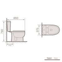 YS22207S 2-delt keramisk toalett, tettkoblet S-trap vasketoalett;