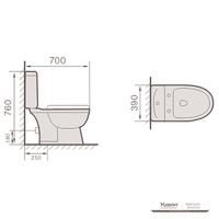YS22210P 2-delt keramisk toalett, tettkoblet P-felle vasketoalett;