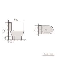 YS22215P 2-delt keramisk toalett, tettkoblet P-felle vasketoalett;