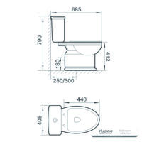 YS22262P 2-delt keramisk toalett, P-trap vasketoalett;