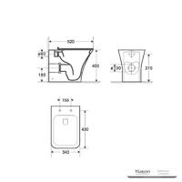 YS22291F Enkeltstående keramisk toalett, uten kant, P-trap vasketoalett;