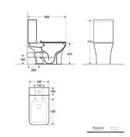 YS22291P 2-delt kantløst keramisk toalett, P-trap vasketoalett;