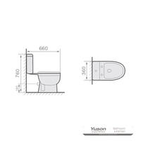YS22206P 2-delt keramisk toalett, tettkoblet P-felle vasketoalett;