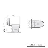 YS22207P 2-delt keramisk toalett, tettkoblet P-felle vasketoalett;