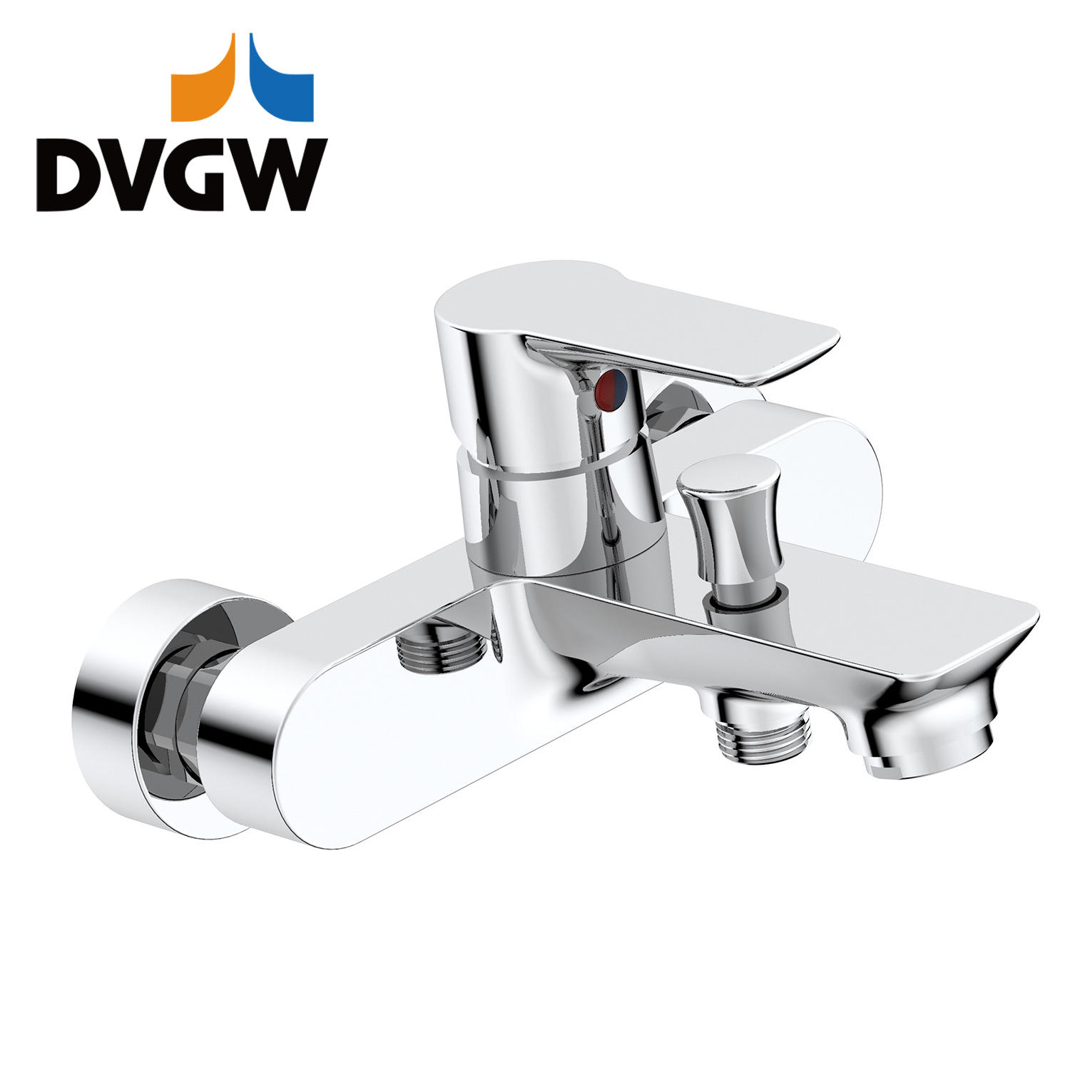 3187-10 DVGW-sertifisert, messingkran ettgreps varmt/kaldt vann veggmontert badekararmatur