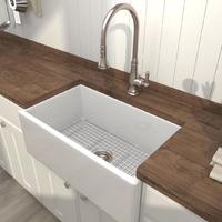YS27410-84A Keramisk kjøkkenvask, hvit keramisk enkeltskål undermontert vask;