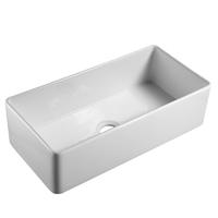 YS27410-91 Keramisk kjøkkenvask, hvit keramisk enkeltskål undermontert vask;