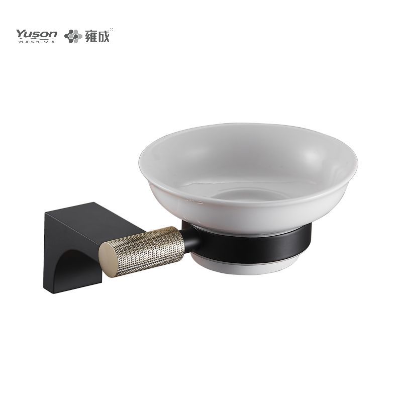 12485 Elegant baderomstilbehør, Såpeskåler, med glassfat, sink/messing/SUS såpeholder, veggmontert (serie 12400)