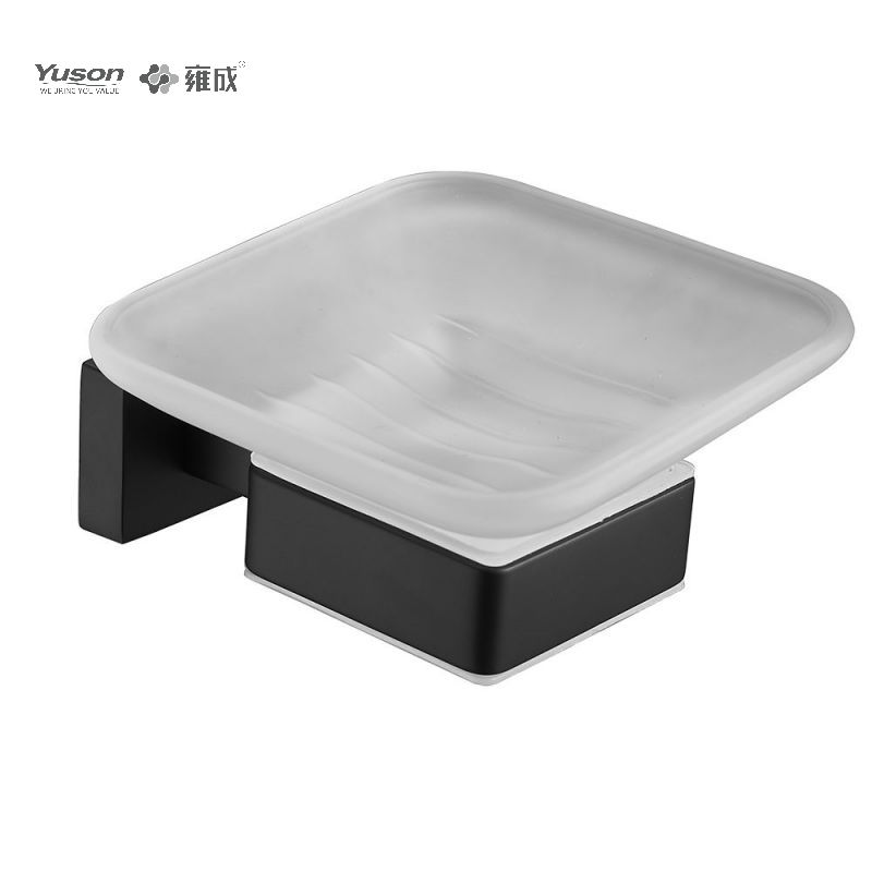 13485 Elegant baderomstilbehør, Såpeskåler, med glassfat, sink/messing/SUS såpeholder, veggmontert (serie 13400)