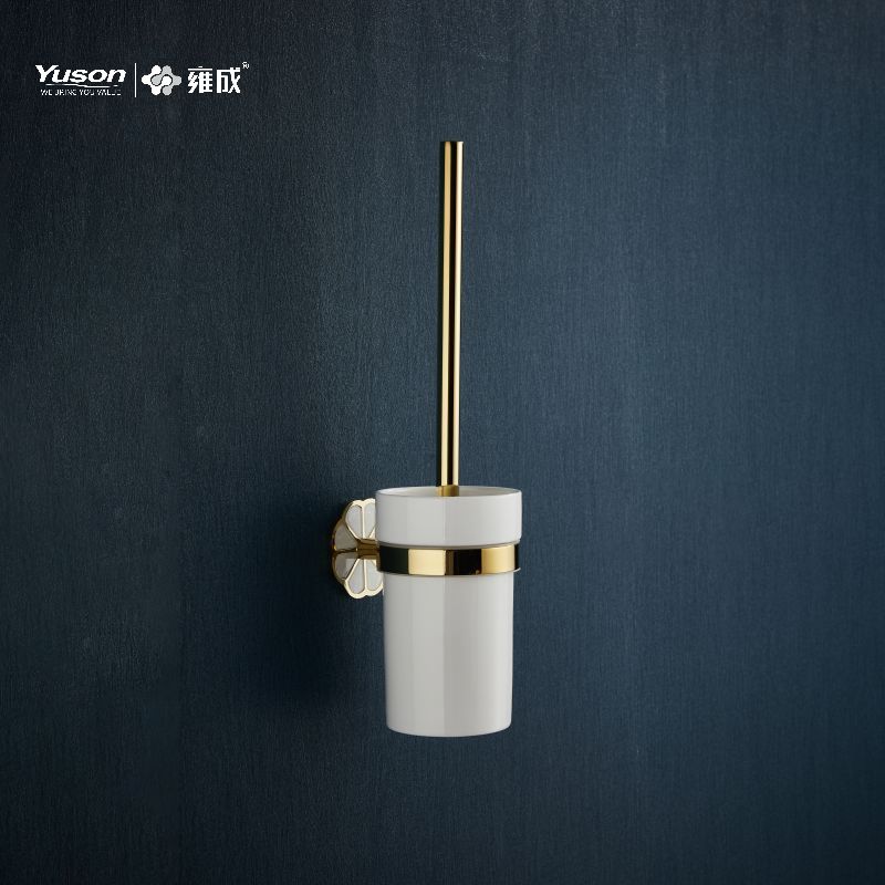 21090 Elegant baderomstilbehør, toalettbørste med kopp av frostet/herdet glass, sink/messing/SUS toalettbørste, veggmontert (serie 21000)