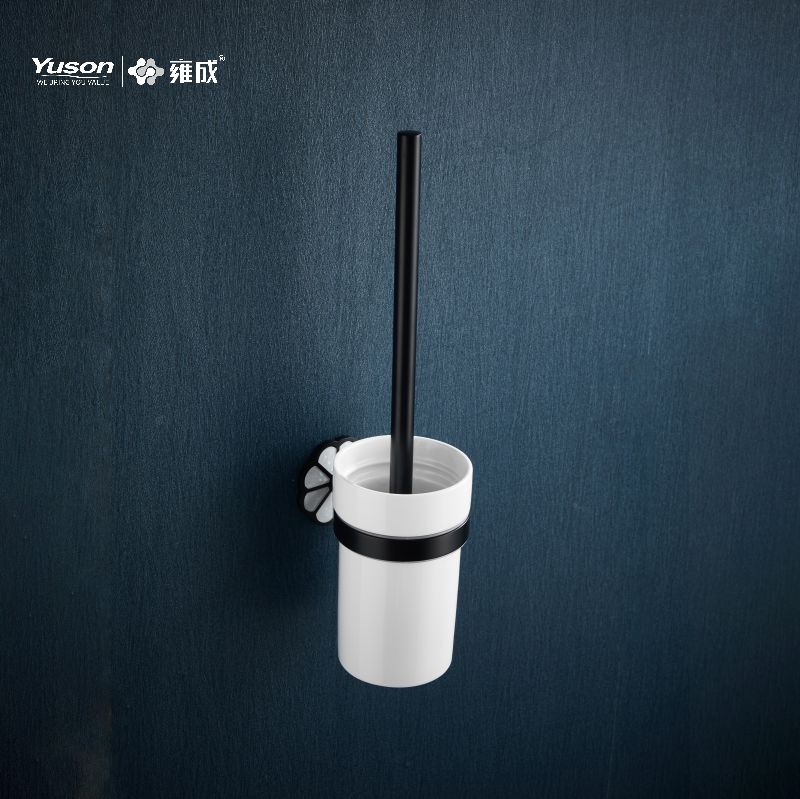 21090 Elegant baderomstilbehør, toalettbørste med kopp av frostet/herdet glass, sink/messing/SUS toalettbørste, veggmontert (serie 21000)