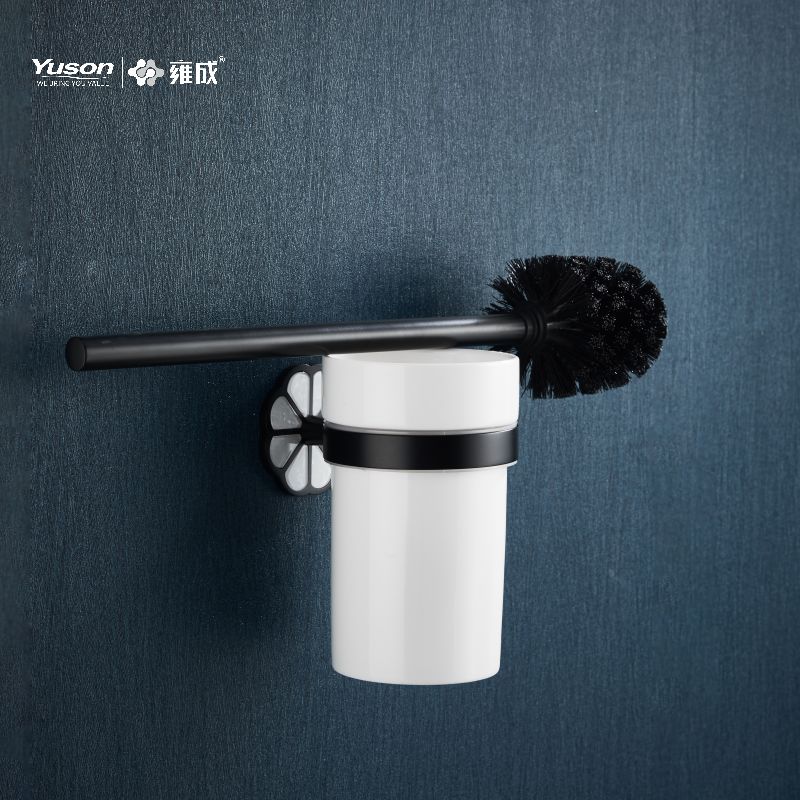 21090 Elegant baderomstilbehør, toalettbørste med kopp av frostet/herdet glass, sink/messing/SUS toalettbørste, veggmontert (serie 21000)