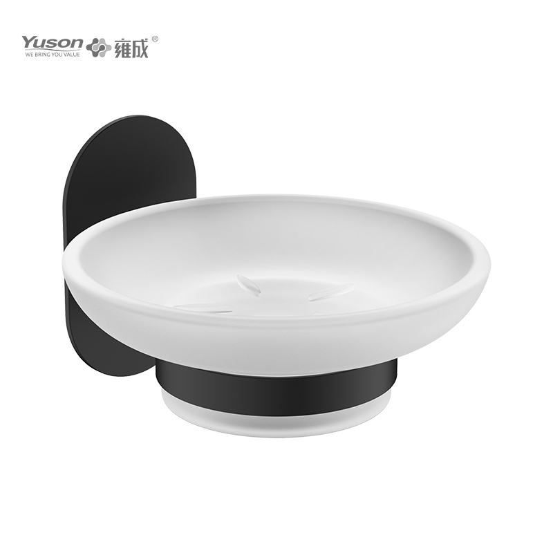 28185 Elegant baderomstilbehør, Såpeskåler, med glassfat, sink/messing/SUS såpeholder, veggmontert (serie 28100)